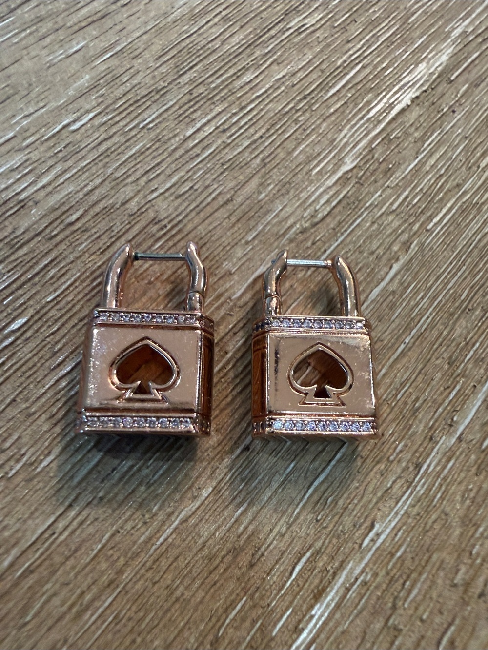 Kate Spade Rose Gold Spade Padlock Drop Earrings